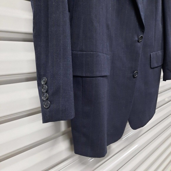 Vintage Hart Schaffner Marx Suit Blazer Men 44R Blue Stripe Sport Coat Wool - Picture 5 of 9